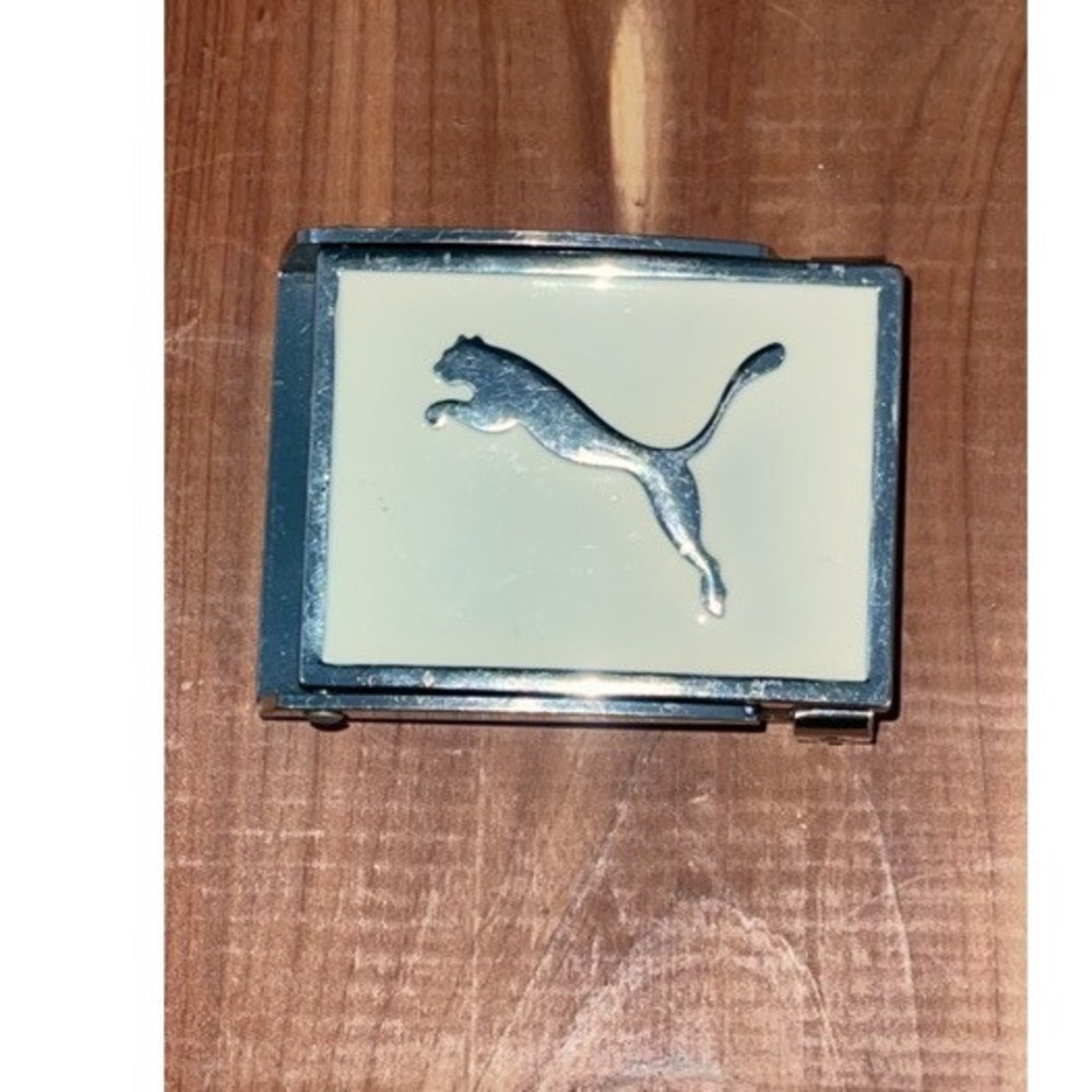 Vintage Puma White & Silver Buckle Bottle Opener. Y2K